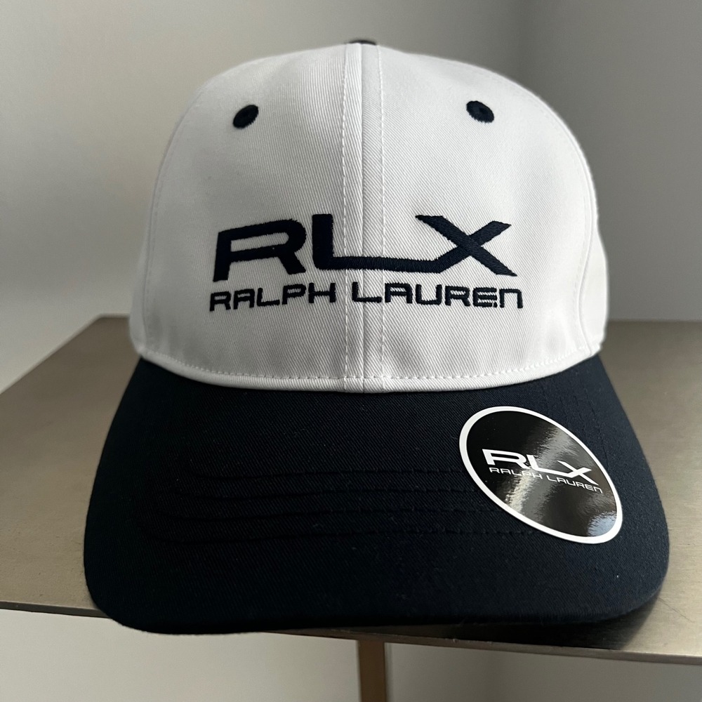 RLX Ralph Lauren Mens White Navy Blue Logo Baseball Hat Cap RH0002 NWT
